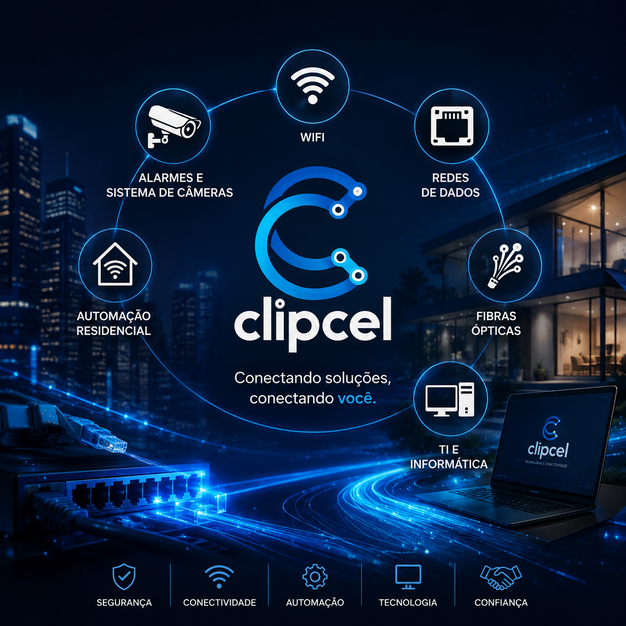 Infraestrutura de redes, fibra óptica e segurança eletrônica